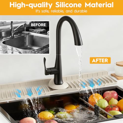 24" Silicone Kitchen Sink Faucet Mat with Fast Drainage - Beige