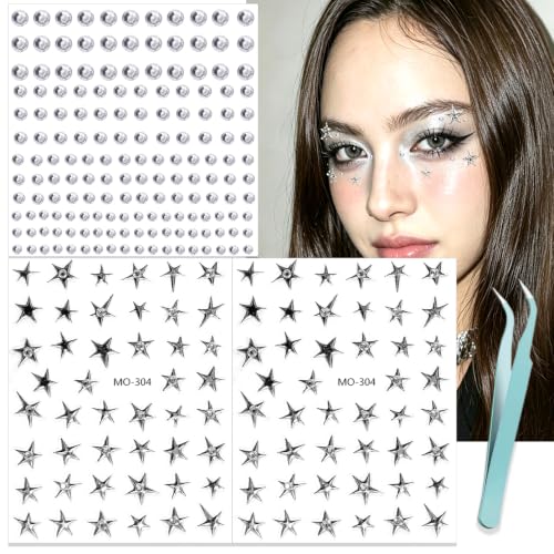 Self-Adhesive Face Gems & Star Stickers for Festivals