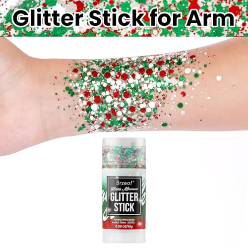Brzeaf Body and Face Glitter, Body Glitter Stick, Soccer World Cup Rave Accessories, Shimmery& Long Lasting, Hair Eyeshadow Face Body Glitter, Singer Concert Rave Festival