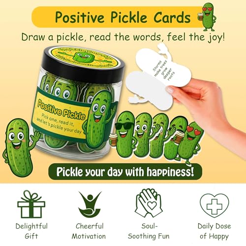 60 Positive Pickle Cards Jar - Uplifting Affirmation Gifts