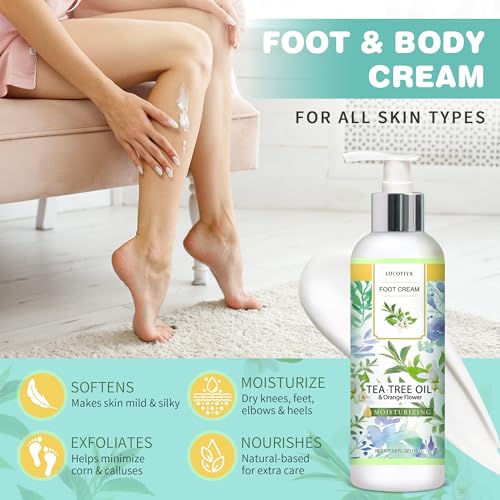 LUCOTIYA Foot Spa Kit - Tea Tree & Orange Flower Soak, Scrub & Cream