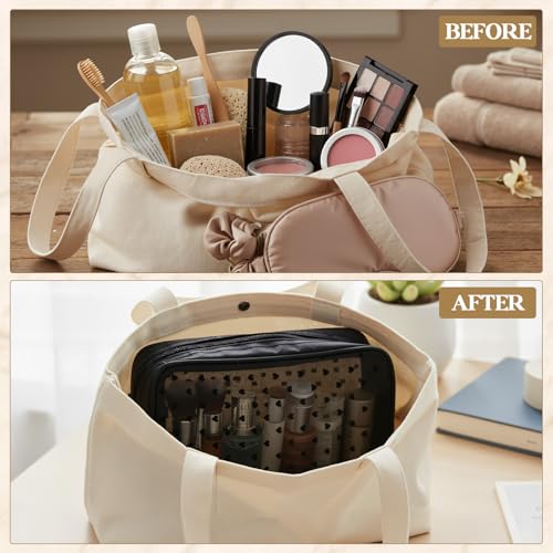 2 Pack Black Heart Mesh Makeup & Toiletry Bags - Large Travel Organizer
