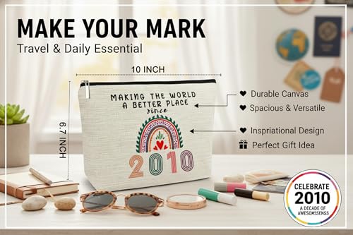 DMZIY Rainbow2010 Sweet 16 Makeup Bag for Girls - 16th Birthday Gift for Daughter & Niece