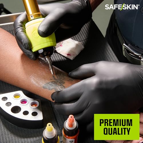 SAFESKIN Black Nitrile Disposable Gloves - Powder Free, 3.5 Mil