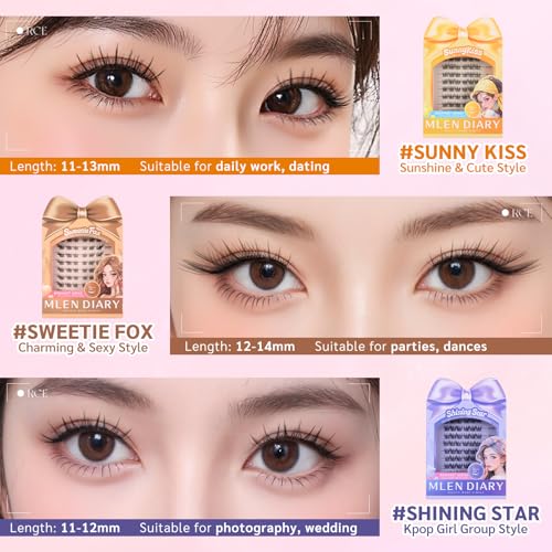 MLEN DIARY Natural Eyelash Clusters 60PCS C Curl Wispy 11-13mm