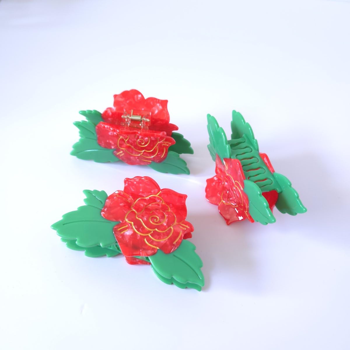 Cute Red Peony Hair Clips,Novelty Acetate Flower Claw Clip,Small Claw Clip for Women