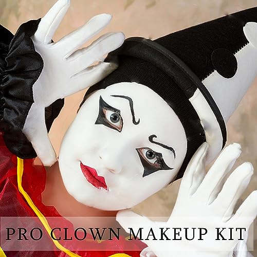 Wismee Professional Oil-Based Clown Makeup Set - Black, White & Red