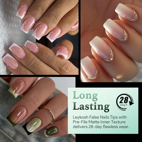 240pcs Short Square Acrylic Nail Tips - Matte Clear Press-On for DIY