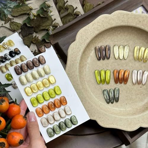 ADHERE Autumn Collection Cat Eye Gel Nail Polish Set - 7 Colors, 12ml Each