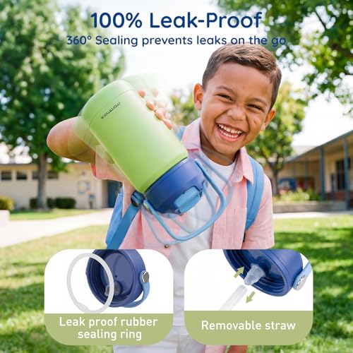 Mommore 12oz Kids Insulated Water Bottle with Straw Lid - Rainbow