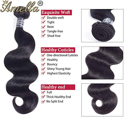 Amella 12 Inch Brazilian Body Wave Hair Bundle - 100% Virgin Human Hair