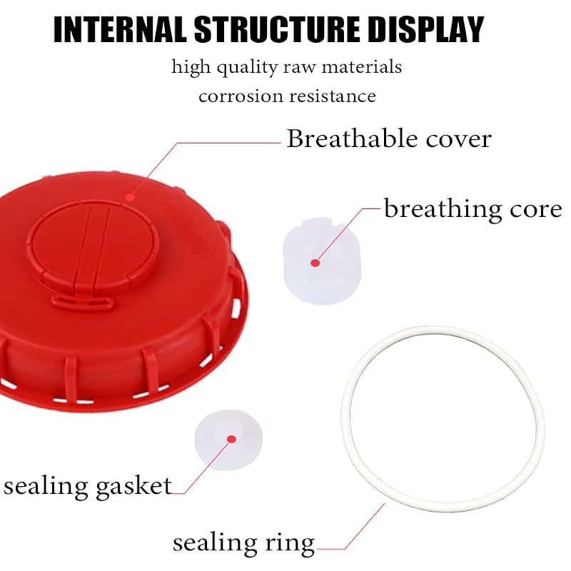 IBC Tote Tank Lid Cap 163mm - Red Breathing Cover for 275-330 Gallon
