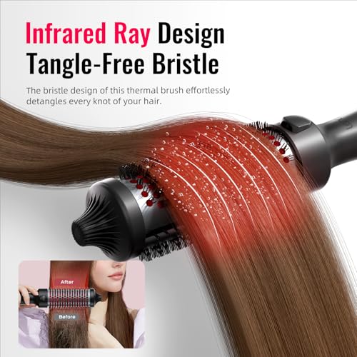 BrighterwithLena Deep Black 1.5 Inch Infrared Negative Ion Heated Round Brush