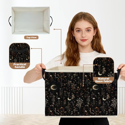 Gothic Floral Storage Bin - Collapsible Organizer for Clothes & Books