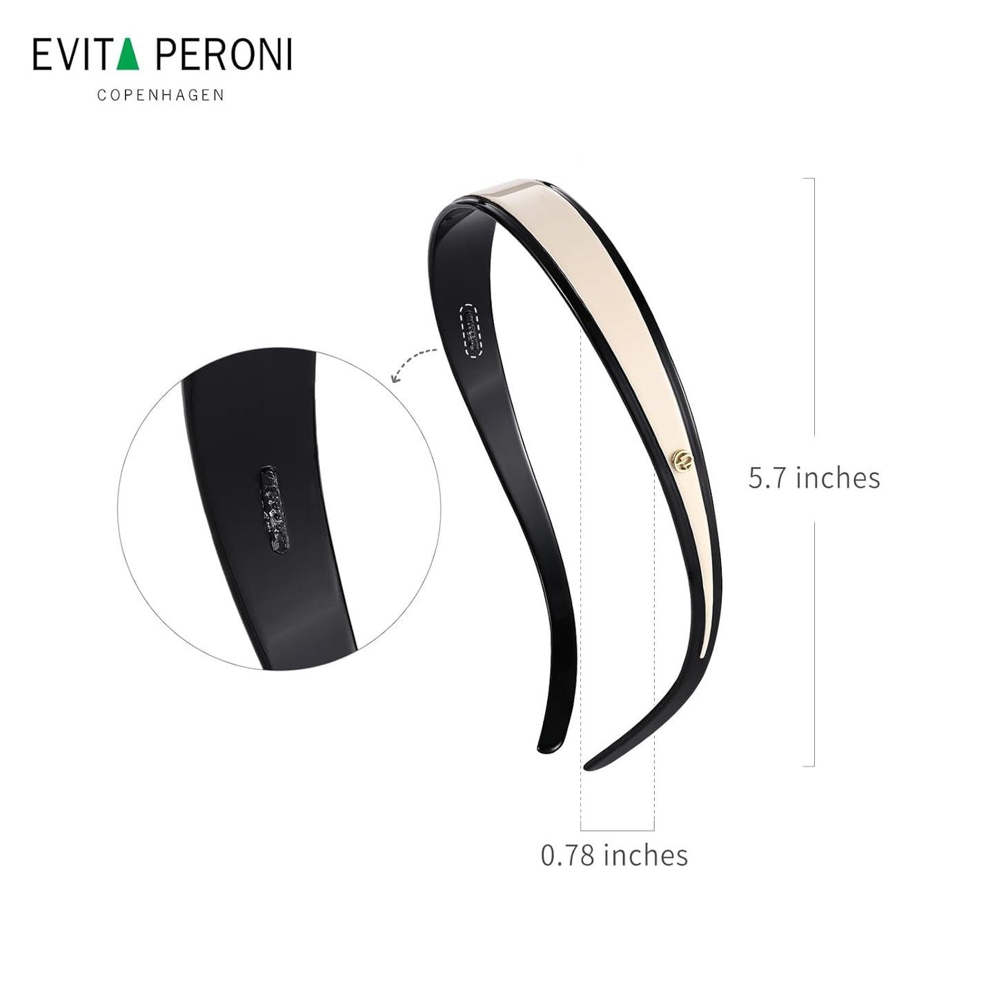 Evita Peroni Headband for Glasses - Stylish Black & Off-White Hair Accessory | Comfortable Non-Slip Design