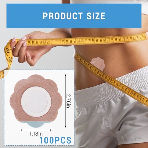 100 Pcs Castor Oil Belly Button Patch, Portable No Wash Disposable Castor Oil Patches Beige (Oil Not Included)