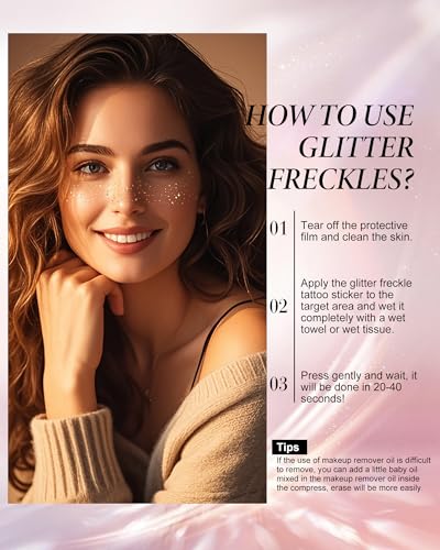 XICZH Gold Glitter Freckles Face Tattoos - 10 Pcs for Festivals