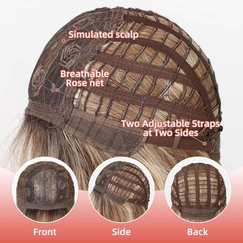 Allbell 24-Inch Ombre Light Brown Long Straight Layered Synthetic Wig