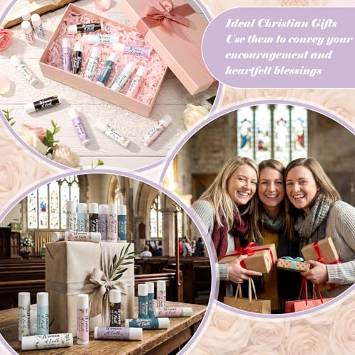 48 Pcs Woman of Faith Lip Balm Bulk Christian Gift Set - Inspirational Christian Lip Care