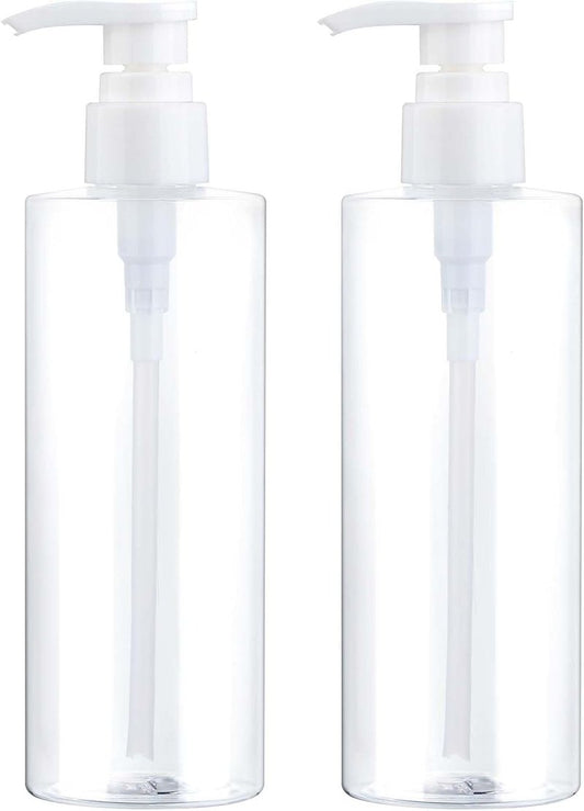 Plastic Pump Bottle Dispenser - BPA-Free Refillable Containers | 2 Pack for Shampoo, Lotion, Body Wash, Creams