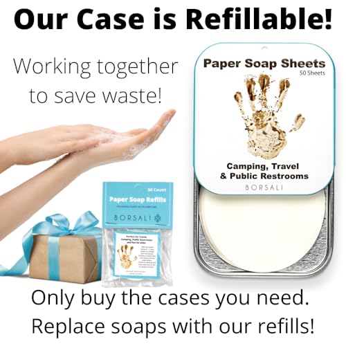 BORSALI Paper Soap Sheets 200 Pieces Travel Refill Pack - Portable Hand Wash