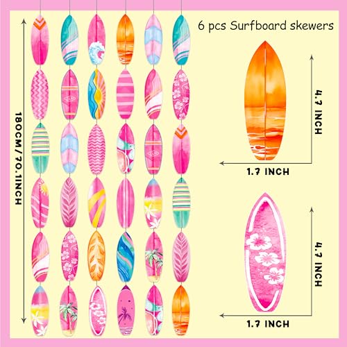 Vintage Surfboard Hanging Garlands - Set of 6 for Summer Parties