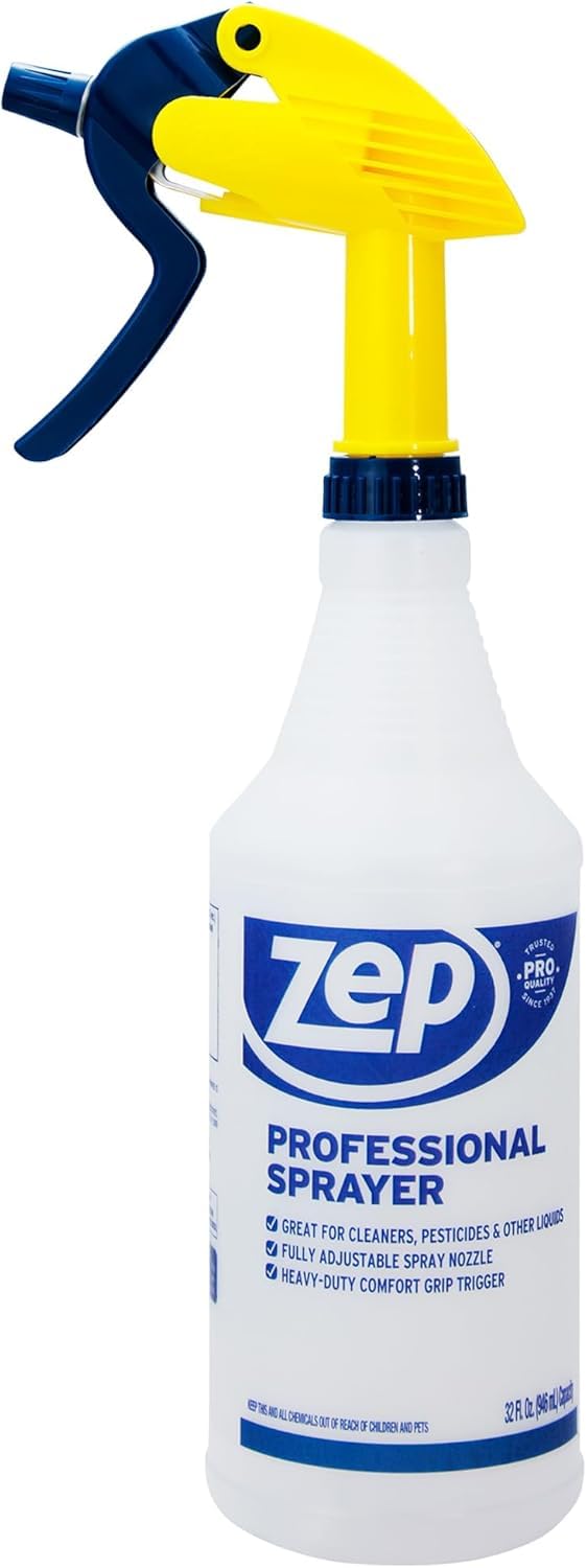 ZEP Professional Spray Bottle - 32 oz Adjustable Nozzle | Fine Mist & Powerful Spray, Refillable (Pack of 3)