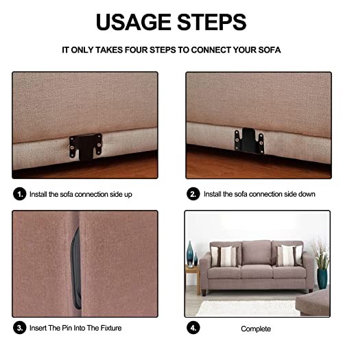 DEEPDREAM Sectional Couch Connectors Clips - 8 Pcs Metal Sofa Connectors with Screws