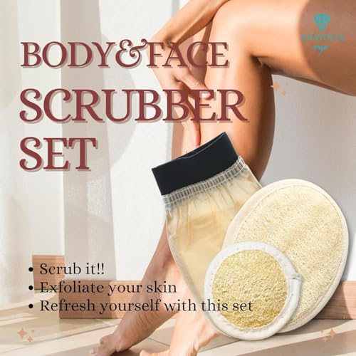 Anatolia Soap Turkish Exfoliating Mitt Set, 3-Piece Body & Face Scrubber