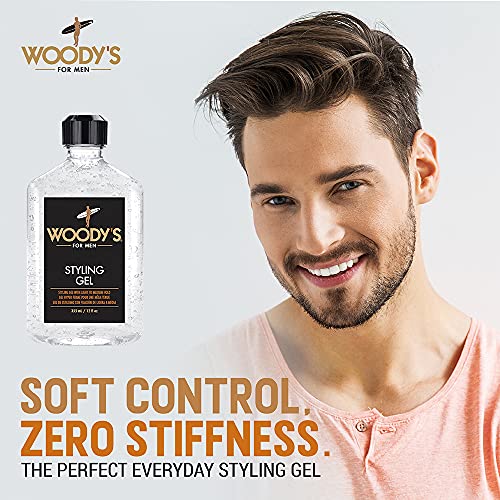 Woody's Alcohol-Free Men’s Styling Gel 12 fl oz - Light to Medium Hold, No Crunch, Touchable Finish