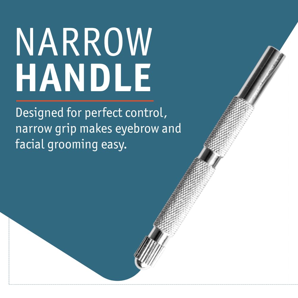 MERKUR 907C Precision Moustache & Eyebrow Razor – Bright Chrome Finish, Brass Handle & Die-Cast Zinc Head, Ultra-Narrow Design for Controlled Contour Shaping & Detail Grooming