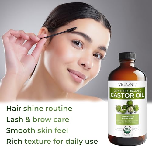 Velona USDA Organic Cold Pressed Castor Oil - 16 fl oz Pump