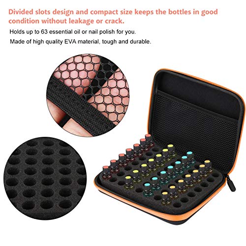 Essential Oil Carrying Case - 63-Slot Hard EVA Storage Organizer (Orange)