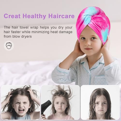 Kids Microfiber Hair Towel Wrap - Quick Dry Turban Set for Girls