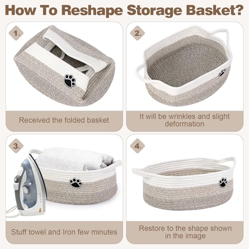 Optish Dog Toy Basket - Woven Rope Storage for Pets, 13.5" x 11" x 5"