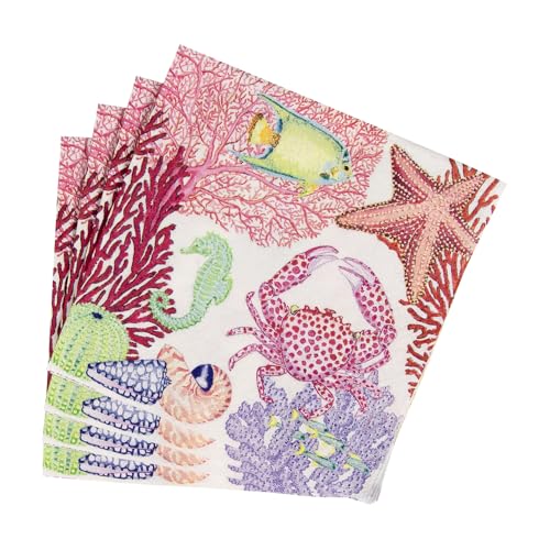 Caspari Under the Sea Triple-Ply Cocktail Napkins - 20 Pack