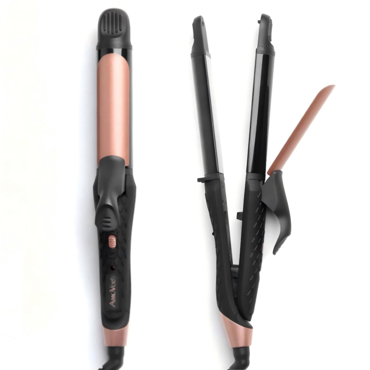 2-in-1 Dual Voltage Hair Curling Iron - Travel-Friendly Straightener | 100V-250V