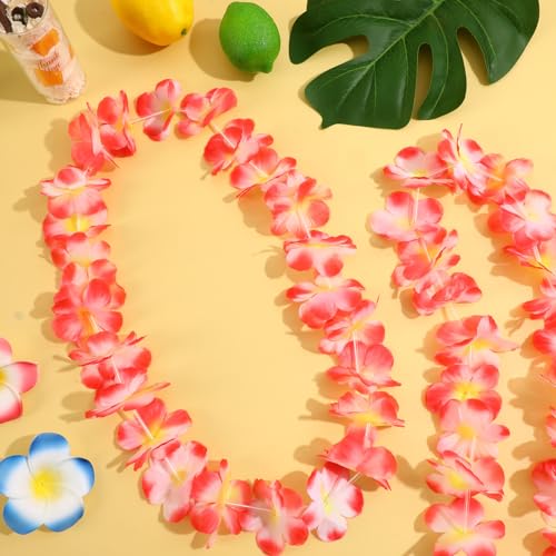 24 Pack Pink Hawaiian Leis Necklaces for Luau Parties & Events