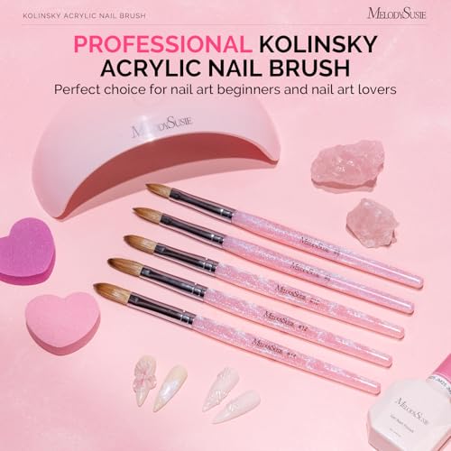 MelodySusie Size 6 Kolinsky Acrylic Nail Brush - Professional Pink Glitter