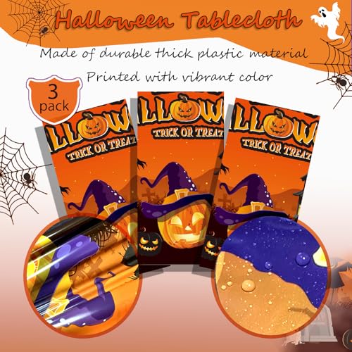 OQOQ Halloween Tablecloth Set - 3 Packs, 108x54 Inches, Orange