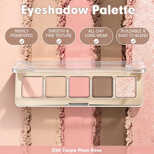 Anwuozu Taupe Plum Rose Eyeshadow Palette - Neutral Nude Matte & Shimmer Shades, 1 Count