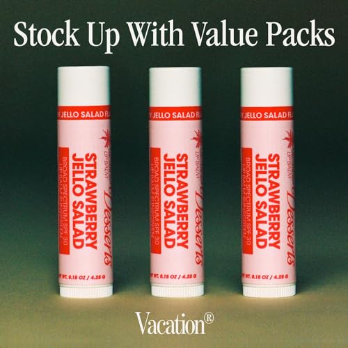 Vacation Strawberry Jello Salad SPF 30 Lip Balm Set of 3 - Moisturizing Vegan Sunscreen
