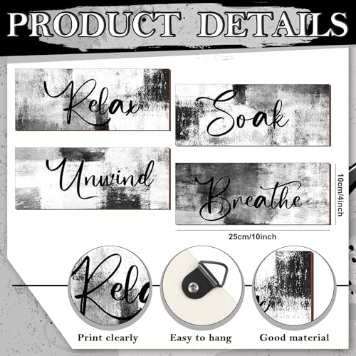 Maitys 4-Piece Black and White Bathroom Wall Art Set