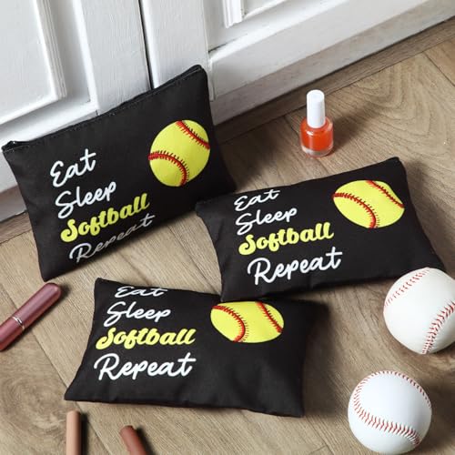 12 Pcs Softball Team Makeup Bags - Canvas Travel Toiletry Pouch for Sports