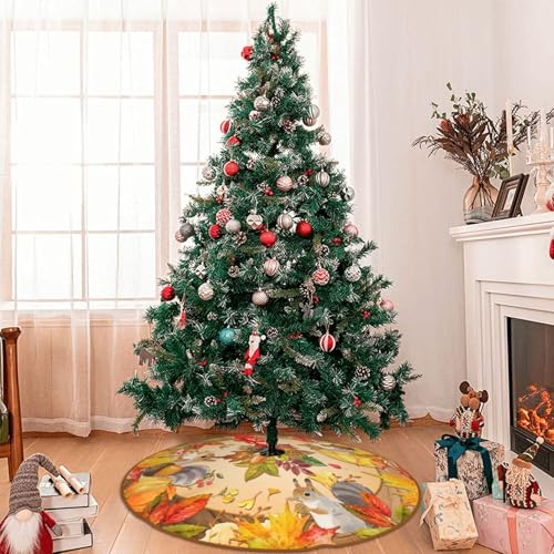 Fall Pumpkin Tree Skirt - 36" Halloween & Thanksgiving Decor