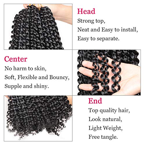 Leeven 18 Inch Passion Twist Crochet Hair 1B# - 7 Strands Water Wave for Butterfly Locs