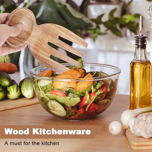 Acacia Wooden Salad Tongs Set - 2pcs Ergonomic Salad Hands