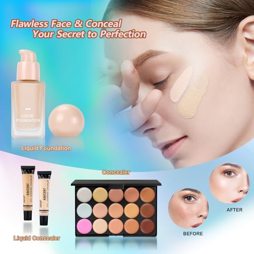 KAVCENT KT18 Eyeshadow Medium Makeup Kit for Teens & Women - Full Set