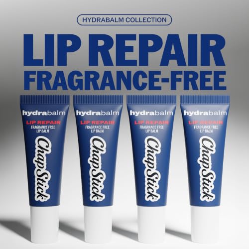 ChapStick Hydrabalm Fragrance-Free Lip Balm Tubes - 24 Hour Moisture, Pack of 4