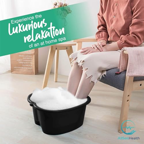 AllSett Health Black Foot Soaking Bath Basin – Extra Large Spa Tub for Home Treatment